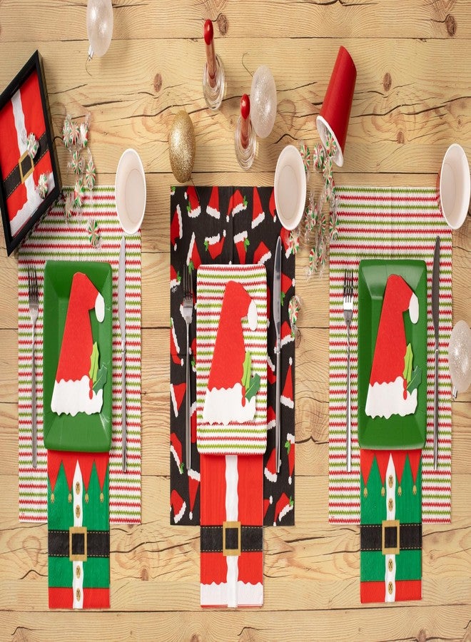 Caspari Santa Hat Die-Cut Paper Linen Party Napkins - 15 Per Package - Image 3
